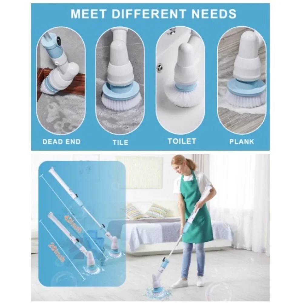 Cordless Electric Spin Scrubber - Shower/Bathroom /Floor with Extension Arm